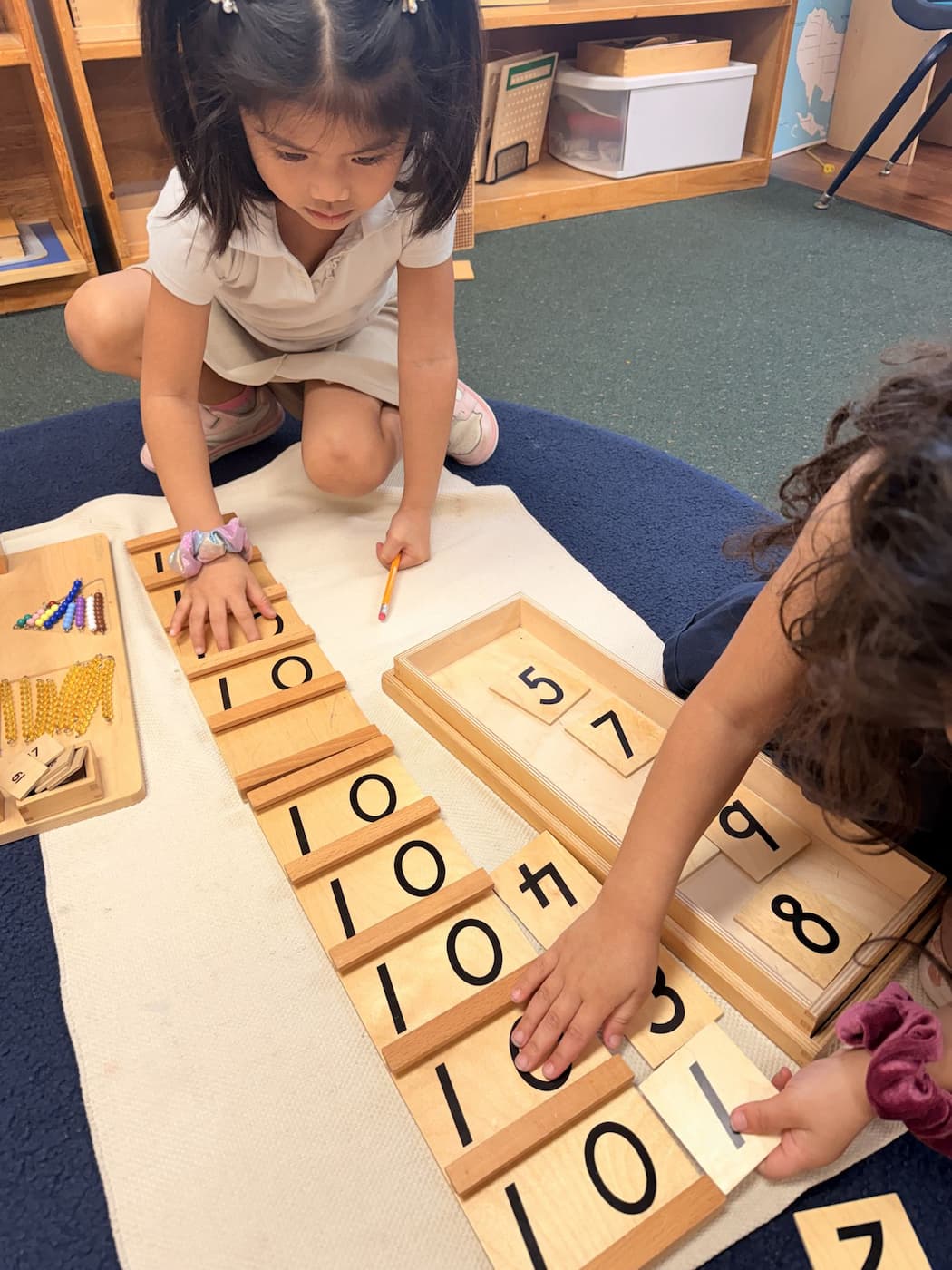Montessori numeracy activity supporting early childhood development in Plano TX